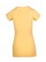 A yellow women's raw cotton t-shirt featuring a wave V-neck design and short sleeves, with a logo present.