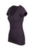 A black women's raw cotton wave v-neck T-shirt with short sleeves and a fitted design, featuring a logo.
