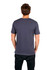 A unisex raw cotton V-neck T-shirt in dark grey, featuring a simple design and back view.