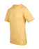 A yellow unisex raw cotton V-neck T-shirt featuring short sleeves and a subtle logo.