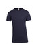 A navy marl crew neck t-shirt with short sleeves, featuring a logo on the label.