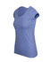 A women's scoop neck t-shirt in light blue, featuring short sleeves and a fitted design. It has a small logo.