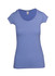 A women's scoop neck T-shirt in a soft blue colour, featuring short sleeves and a fitted design.