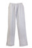 Light grey mens fleece track pants featuring an elastic waistband and a relaxed fit. The pants have side pockets and a logo.