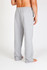 Grey men's fleece track pants featuring an elastic waistband and a back pocket, with a small logo on the side.