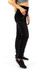 Women's black STANCE brushed fleece track pants, featuring a fitted silhouette and side pockets.