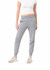 A pair of women's grey track pants with a fitted waistband and cuffs, featuring a logo.