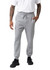 Men's three-layer cotton sandwich track pants in grey, featuring elastic cuffs and a drawstring waistband, with side pockets.