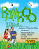 A promotional image featuring a bath towel made from bamboo fibre, with three people and green elements in the background.