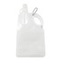 A drink bottle in clear plastic with a carabiner clip and a wide opening for easy filling and carrying.