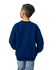 A youth sweatshirt in navy blue, featuring a relaxed fit and a logo on the back.