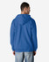 A blue Gildan Heavy Blend Adult Full Zip Hooded Sweatshirt displayed from the back, featuring a hood.