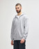 A grey Gildan Heavy Blend adult full zip hooded sweatshirt, featuring a logo and front pockets.
