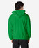 A green Gildan Heavy Blend adult full zip hooded sweatshirt with a hood, viewed from the back.