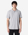 A grey Gildan Softstyle Adult Double Pique Polo, featuring a collar and short sleeves, with a logo.