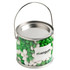 A medium PVC bucket filled with green and white chewy fruits, featuring a handle and a logo on the side.