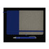 A notebook with a textured beige cover and a navy blue section, accompanied by a blue pen with silver accents.