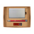 A sleek metallic cardholder, a red pen, and a red USB flash drive are neatly arranged in a craft cardboard gift box.