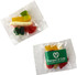 A pack of mixed lollies featuring red, green, yellow, and white gummies in assorted shapes. The pack includes branding.