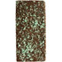A chocolate bar topped with green peppermint crystals, showcasing a rich brown chocolate base and a sprinkle of minty pieces.