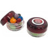 A small screw cap jar with a red lid filled with colourful choc beans, beside another similar jar.