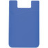 A blue phone wallet with a textured design and a top slot, featuring a smooth finish and rounded edges.