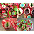 Assorted Christmas rock candy featuring vibrant colours like red, green, and white, with festive designs and patterns.