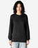 A black long sleeve T-shirt made from fine jersey fabric, featuring a logo on the front.