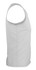 A white men's singlet with a fitted design and a logo on the side.