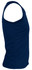A navy blue men's singlet with a fitted design and a rounded neckline, featuring a logo.