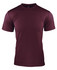 A maroon men's t-shirt featuring short sleeves and a fitted design, with a subtle logo.