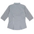 A button-up shirt in a black and white gingham pattern, featuring 3/4 sleeves and a collared neck.