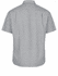 A short-sleeve button-up shirt featuring a black and white checkered pattern, with a collar and a logo.