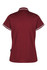 A maroon polo shirt with contrasting stripes on the collar and sleeves, featuring a logo.