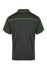 A dark green polo shirt with contrasting green accents. Features a collar and short sleeves. Includes a logo.