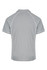 A grey polo shirt with contrasting white piping and a logo on the back.