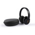 Equinox ANC headphones in a sleek black design next to a round, black carrying case.