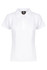 A white polo shirt with a classic collar and a small logo on the chest. Short sleeves and a fitted style.