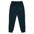 Navy kids' pants with an elasticised waistband and gathered cuffs, featuring a logo.