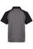 A grey and black polo shirt with a mesh design and brand logo on the collar.