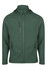 A green jacket with a full zipper and multiple pockets, featuring a hood and a branded logo.