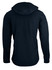 A navy blue soft shell jacket with a hood, featuring a simple design and no visible branding.