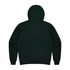 A dark green hoodie featuring a plain back and a hood, designed for kids. It has a logo at the back.