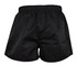 Black rugby men's shorts featuring an elastic waistband and a simple design. Includes a logo on the waistband.