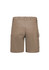 A pair of women's cargo shorts in khaki, featuring multiple pockets and a fitted design. The shorts have a logo.