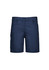 Navy women's essential stretch cargo shorts with side pockets and a logo. Suitable for casual wear.