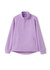 A purple women's polar fleece half zip top with long sleeves and side pockets, featuring a logo.
