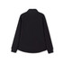 A black polar fleece half zip top with long sleeves and a collar, featuring a simple design and no visible branding.