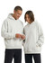 A grey oversized hoodie displayed on two individuals with a casual style. The hoodies feature pockets and a logo.
