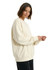 A cream oversize crew neck fleece jumper with long sleeves and a relaxed fit, featuring a branding logo.